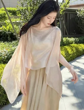 Pieza Chal de protección solar de unicolor para mujeres, chal versátil de moda con botones de perla sueltos, bufanda, prenda de protección solar ti - Shein - FashionsVida