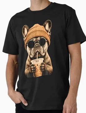 French Bulldog Hipster Dog Drinking Iced Coffee Sunglasses T-shirt Unisex Tee Gift for Dog Owners Great Present Tops S-6XL - Aliexpress - FashionsVida