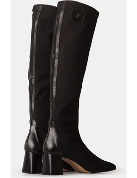 Botas elásticas de mujer de tejido tecnológico combinado con piezas en napa - Farrutx - FashionsVida