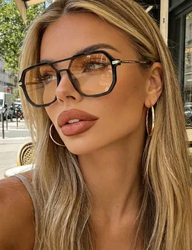 Pieza Gafas de sol aviador de metal vintage color marrón claro, estilo de moda clásico, protección UV, adecuadas para vacaciones de verano, conduci - Shein - FashionsVida