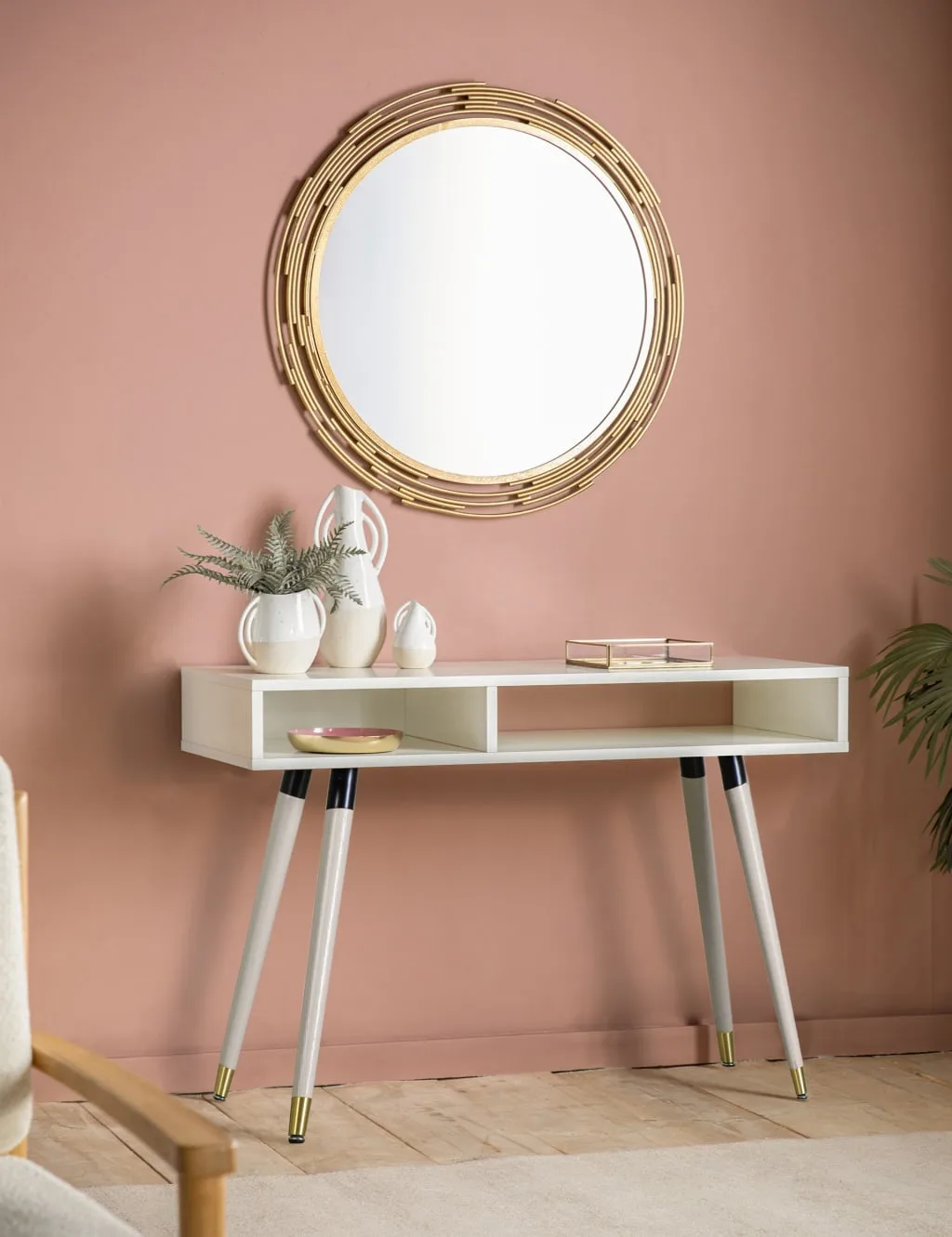 Cristo Large Round Wall Mirror Gold - Gallery Direct - FashionsVida