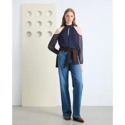 Top cut out print mujer