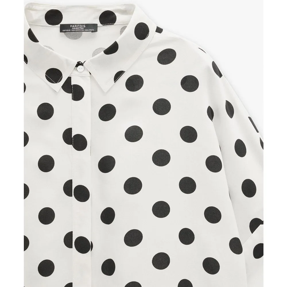 Camisa de mujer 100% viscosa de manga corta con estampado de lunares - Parfois - FashionsVida