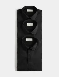 Pack Regular Fit Easy Iron Short Sleeve Shirts Black male
