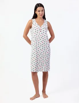Camisón corto de mujer de punto de algodón con detalles bordados - Admas - FashionsVida
