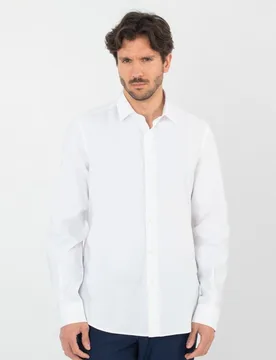 Camisa de hombre slim lisa blanca - Florentino - FashionsVida