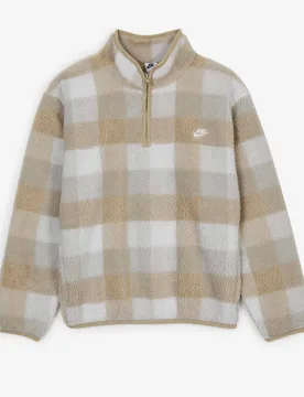 Sweat Half Zip Plaid Sherpa marron/blanc l - Nike - FashionsVida