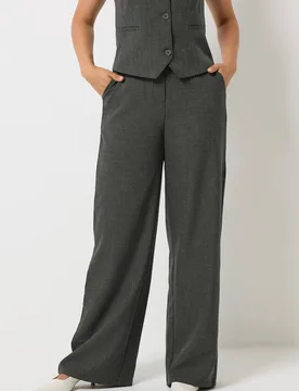 Women's Tall Brushed Tailored Wide Leg Trousers in Grey Size: 16XL - Grey - Size: 16XL - Long tall sally - FashionsVida