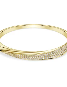 Bracciale rigido Classica, Taglio Round, Bianco, Argento Sterling, finitura oro 18k S - Swarovski - FashionsVida