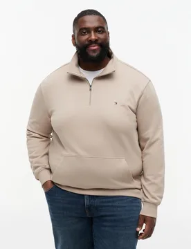 Sudadera de hombre lisa con cierre de media cremallera tallas grandes - Tommy Hilfiger - FashionsVida