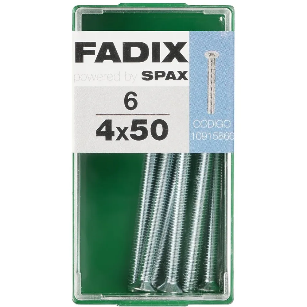 Tornillo Métrica Cabeza Plana M4 x 50 mm - Caja 6 Uds - FADIX - FashionsVida