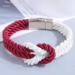 Pcs Simple Leather Braid Bracelet Stainless Steel Buckle Clasps for Women Men Handmade Bangle Wholesale Charm Jewelry Gift