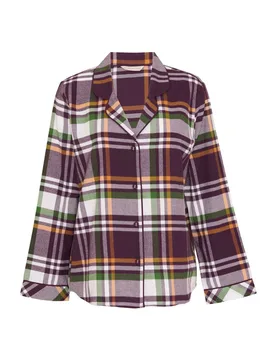 Pure Cotton Checked Pyjama Top Plum female - Cyberjammies - FashionsVida