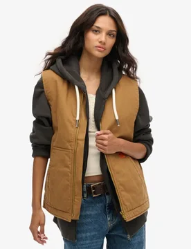 Superdry Damen OverGrößed Surplus Workwear Weste Braun - Größe: XL - 99.99 - FashionsVida