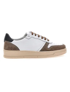 Sneakers bianche in vera pelle con dettagli marroni 3002 43 - PTR - FashionsVida