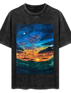 Moon rise and Sunset T-Shirt Gym Wear Breathable Short Sleeve Tee - Aliexpress - FashionsVida