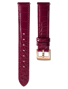 Cinturino per orologio, Larghezza: 15 mm (0.59"), Pelle con impunture, Rosso, Finitura in tono oro rosa 16 cm - Swarovski - FashionsVida
