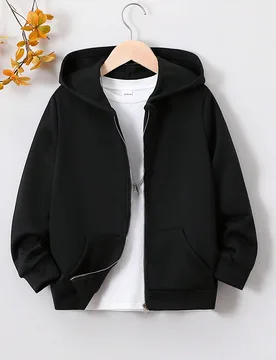 Sudaderas con capucha y cremallera para niñas preadolescentes sin camiseta, camiseta, cálida, otoño, invierno, casual, conjunto, cómoda, diario, m - Shein - FashionsVida