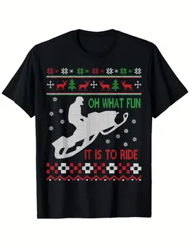 Vintage Snowmobile-with"Oh What Fun It Is to Ride"Slogan& Snowmobile Graphic-100% cotton O-neck printed men's T-shirt - Aliexpress - FashionsVida