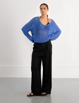 Jersey de mujer de manga larga en punto acanalado - Lili Sidonio - FashionsVida
