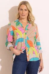 Women's Leaf Printed Blouse Size: 16 - Multicolor - Size: 16