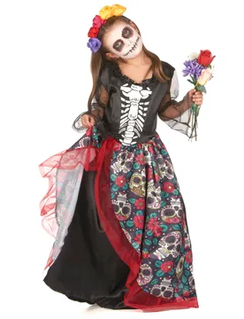 Dia de los Muertos Kinderkostüm Halloweenkostüm bunt 2-teilig - KARNEVAL-MEGASTORE - FashionsVida