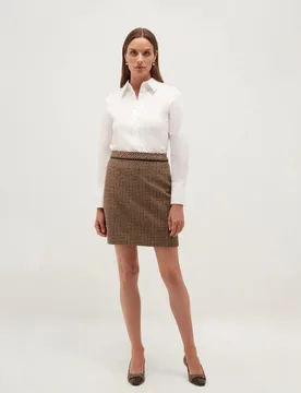 Pure Wool Checked Mini Skirt Brown Mix female - Hobbs - FashionsVida