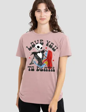 Women's The Nightmare Before Christmas Love You To Death T-Shirt, Powder Rose Size: Small - Rose - Size: S - Disney - FashionsVida