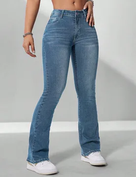 Jeans casuales ajustados de unicolor para mujer con bolsillos 32 - Shein - FashionsVida