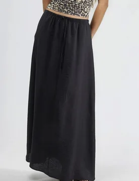 Womens High Waist A-Line Maxi Skirt - Black - Size Medium - Busem - FashionsVida