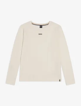 Cotton Rich Logo Pyjama Top White female - BOSS - FashionsVida