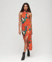 Superdry Damen Hochgeschlossenes Maxikleid Rot - Größe: 38