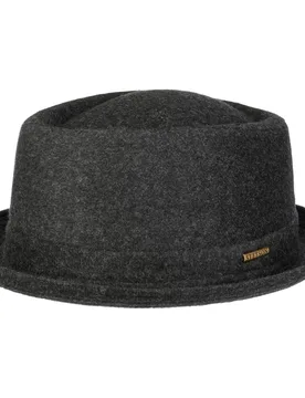 Wool Pork Pie Hat by - anthracite - Female - Size: 61 cm - Stetson - FashionsVida