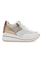 Sneakers bianche con dettagli oro rosa e zeppa 486IN 37