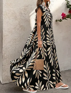 Vestido extra largo con estampado retro para mujer, otoño XXL - Shein - FashionsVida