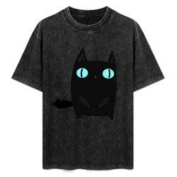 Fat Black Cat T-Shirt Summer Casual Loose T-Shirt
