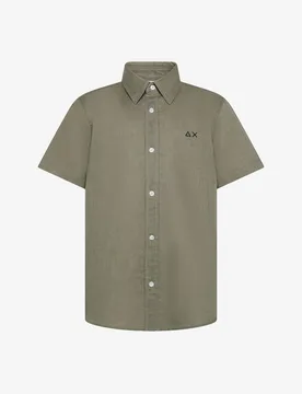 Camicia in lino bambino verde salvia - Sun68 - FashionsVida