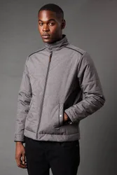 Men's Grey Short Padded Jacket Size: Large - Grey - Size: L