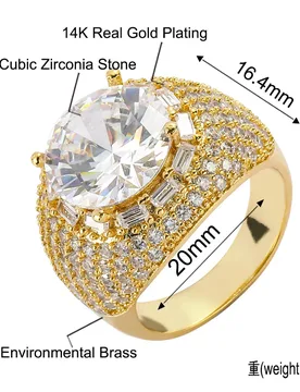 Hip Hop Plated Exaggeration Big Round Diamond Iced Out Rings Micro Pave Full CZ Ring for Men - Aliexpress - FashionsVida