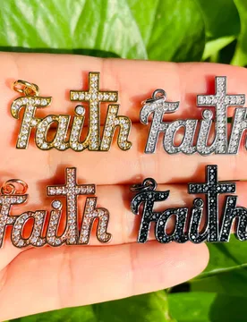 Pcs Religious Cross Faith Word Charms Jewelry Making Bling Zirconia Paved Letter Pendant Women Bracelet Girl Necklace Accessory - Aliexpress - FashionsVida