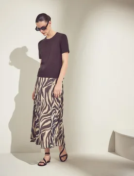Falda print con quillas de georgette - Woman El Corte Inglés - FashionsVida