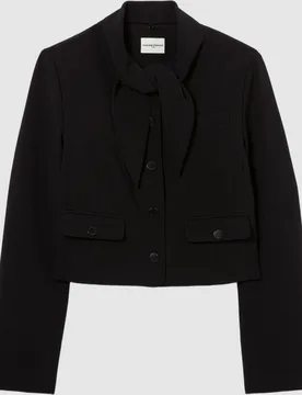 Chaqueta de mujer cuello pañuelo desmontable estilo caja - CLAUDIE PIERLOT - FashionsVida