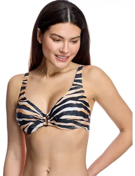 Top de bikini de mujer con aros y estampado animal de cebra - Ory - FashionsVida