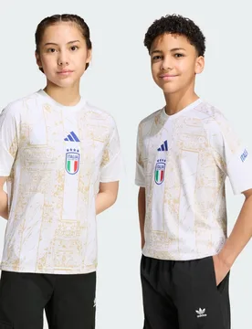 Maglia pre-partita Home Italia 26 per bambini e bambine 13-14A White / Hazy Beige - Adidas - FashionsVida