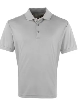 Mens Coolchecker Pique Polo Shirt (Silver) - Size Small - Premier - FashionsVida