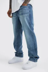 Herren Entspannte Steife Gewaschene Jeans Hosen Vintage Blue Größe 75R