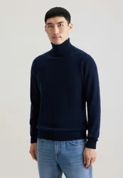 Rollkragen Pullover Uni Blau XL