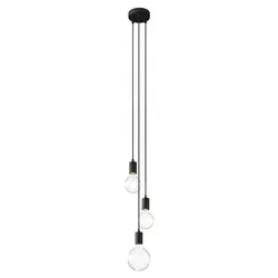 Cables Suspension Luminaire Multiple 3 Falls With Light Bulb Black One Size
