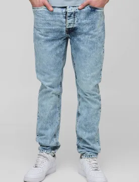 Herren Hohe Schlanke Steife Jeans Hosen Light Blue Größe 34 - boohooMAN - FashionsVida
