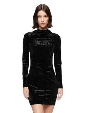 Robe à Manches Longues Velvet Longsleeved Mini Black XS - Superdry - FashionsVida
